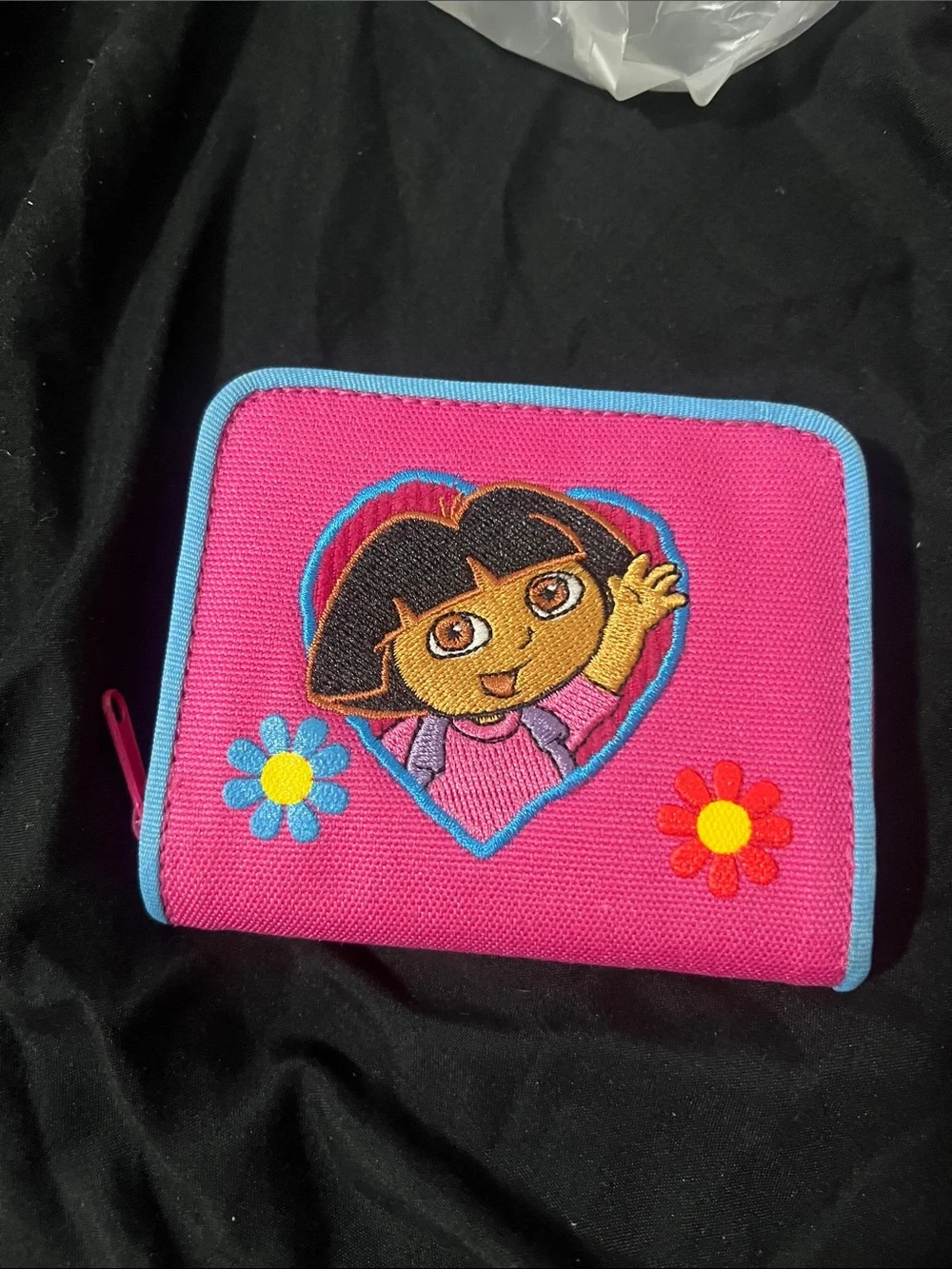 NWT Y2K Dora the Explorer Canvas Zip Wallet with Blue Trim